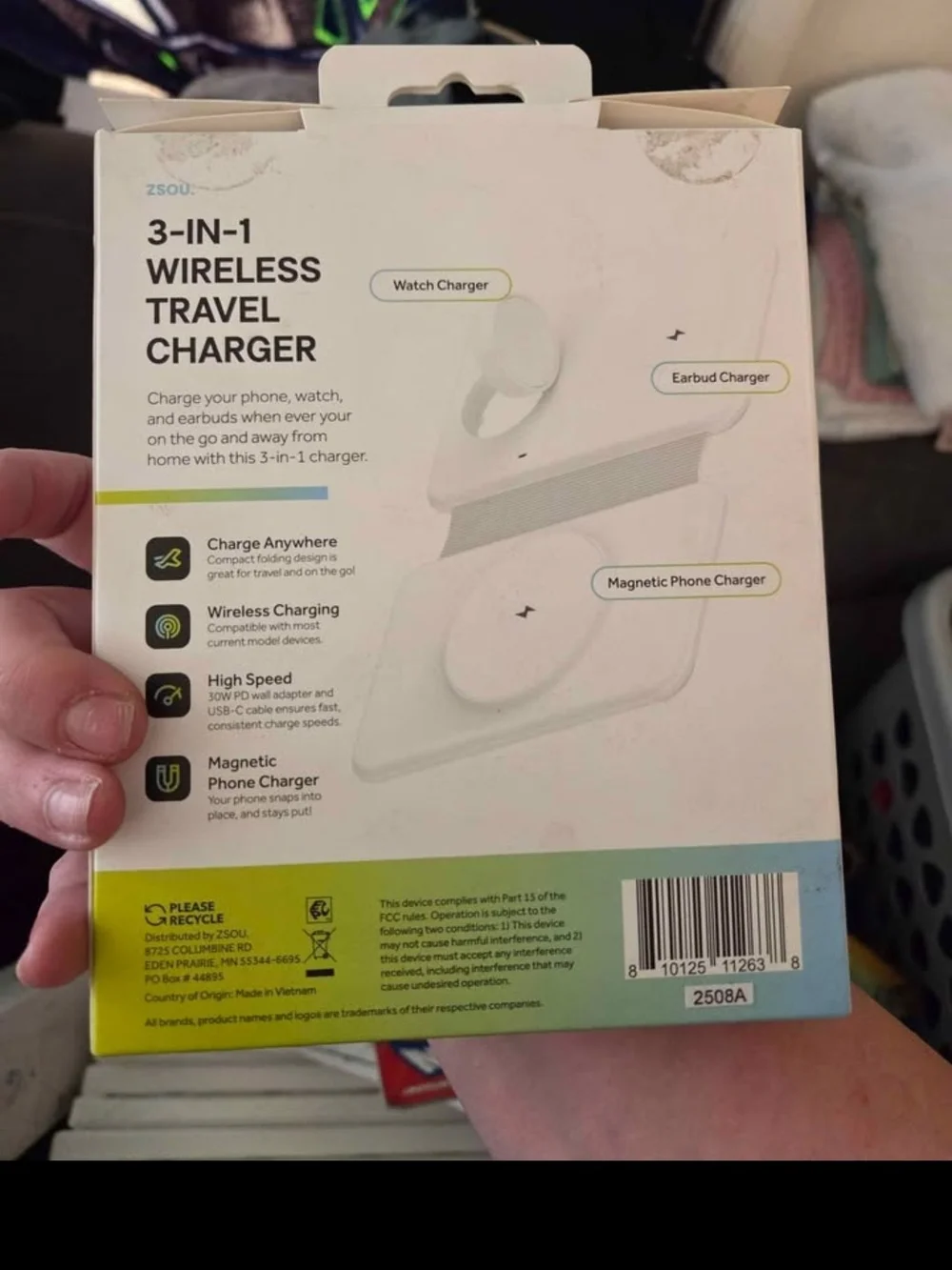 3-in-1 Wireless Travel Charger - White